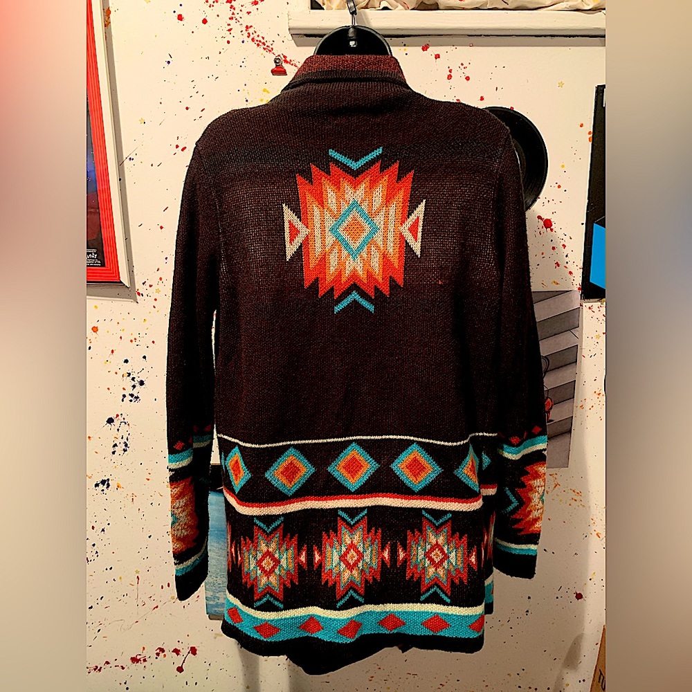 Aztec design handkerchief hem sweater